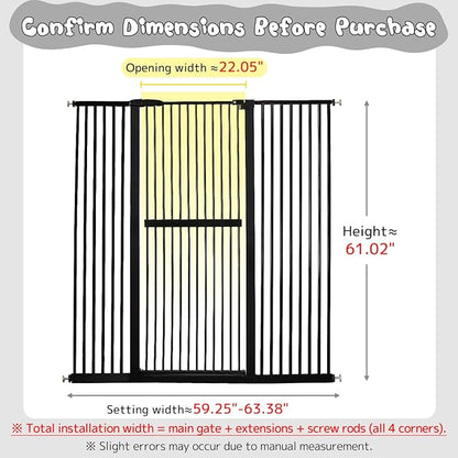 Lumizone Extra Tall Cat Gate 61.02" High Pressure Mounted Extra Wide - Image 2