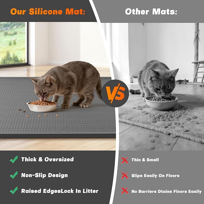 47" x 35" Silicone Cat Food Mat, Waterproof Pet Feeding Mat - Image 4