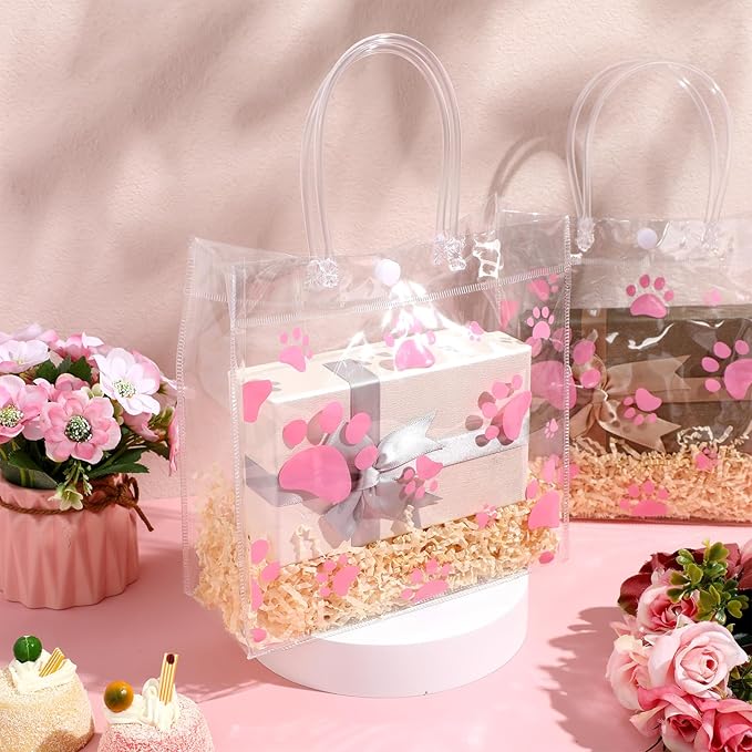 Teling 20 Packs Dog Paw Clear PVC Gift Bags - Image 4