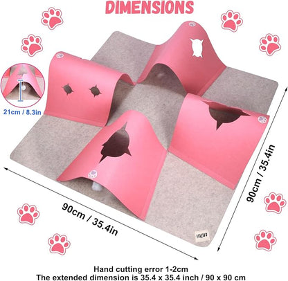 Interactive Cat Tunnel Mat for Indoor Cats, 4-Way Felt Cat Cave - Image 2
