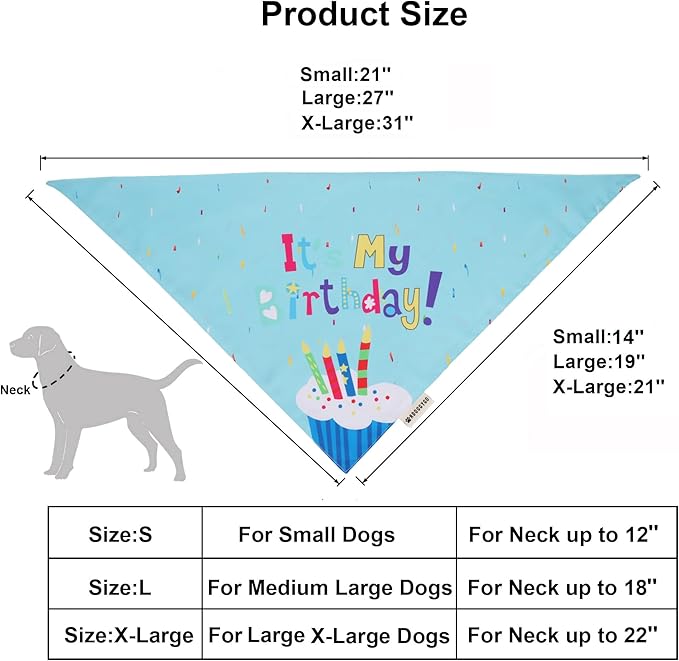 ADOGGYGO Dog Birthday Bandana Scarf and Blue Boy Pet Birthday Party Hat - Image 4