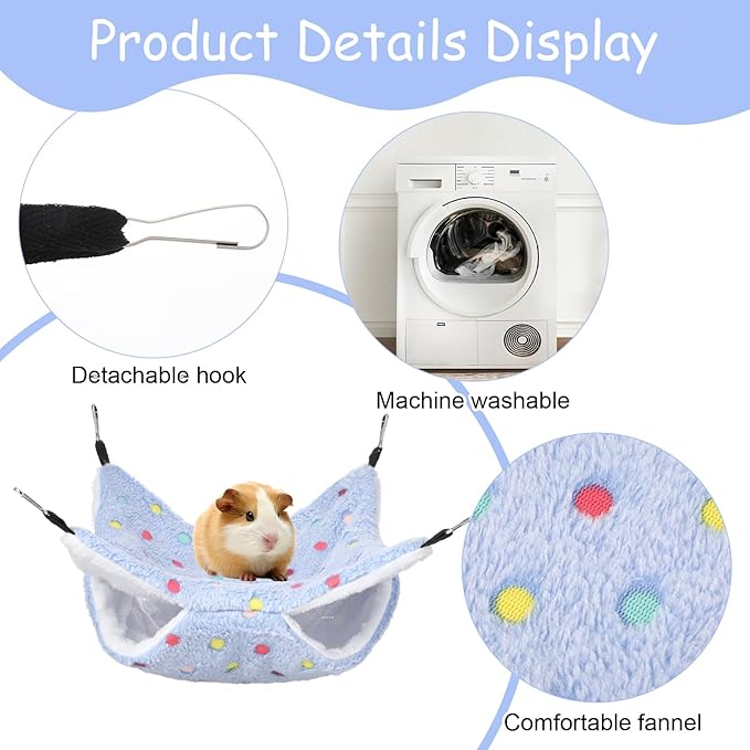 4 Pack Small Animal Hammock, 11.4x11.4 Inch Guinea Pig Rat Ferret Hanging Bed - Image 3