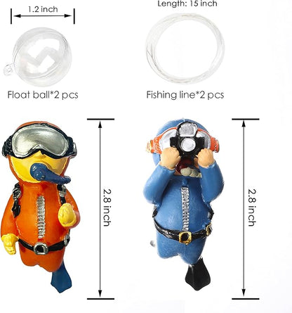 2-Pack Floating Fish Tank Decorations Little Diver Aquarium Decoration Aquarium - Image 3