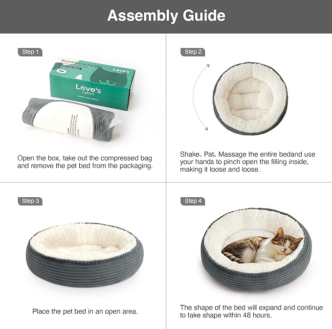 Love's cabin Round Donut Cat and Dog Cushion Bed, 20in Pet Bed - Image 8