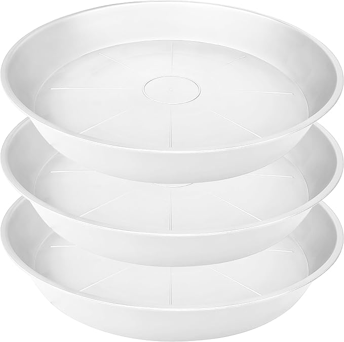 3 Pack of 26 inch Plant Saucer, 4.2" Depth Tray, Large Deep Garden Plastic by Bleuhome