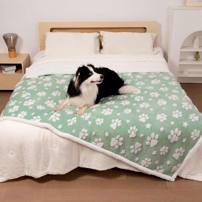 Waterproof Blanket for Dog Cat or Adult, Cute 3D Textured Paw Dog Blanket for by Yaning