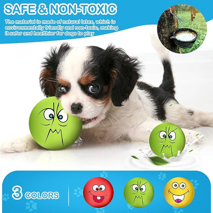 3.14" Squeaky Dog Toys Funny Smile Face Chewing Latex Rubber Soft Fetch Play - Image 2