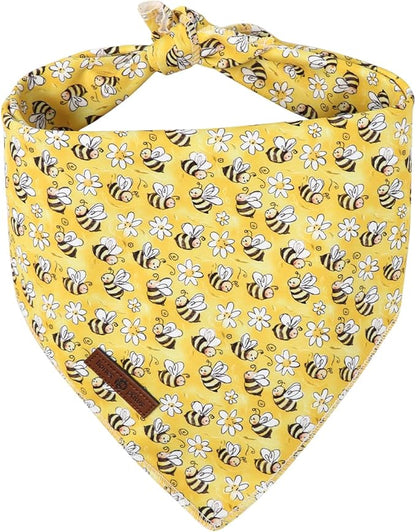 Lionet Paws Spring Summer Bee Dog Bandana Washable Cotton Handkerchief Scarf by lionetpaws