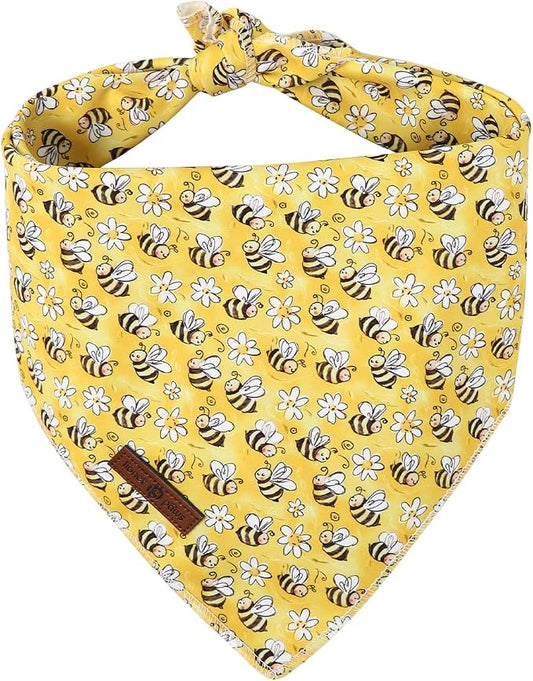 Lionet Paws Spring Summer Bee Dog Bandana Washable Cotton Handkerchief Scarf by lionetpaws