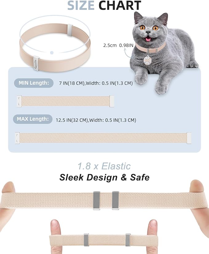 Cat Collar with Bell, Stretch Elastic Quick Release, Non Breakaway Lightweight - Image 4