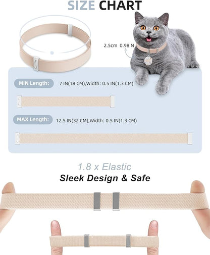Cat Collar with Bell, Stretch Elastic Quick Release, Non Breakaway Lightweight - Image 4