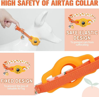 BINGPET AirTag Cat Collar with Bells, Upgraded Safety Elastic Cat Collar with - Image 3