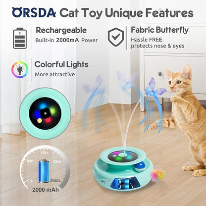 ORSDA Cat Toy, 3-in-1 Automatic Interactive Electronic Moving Ambush Feather - Image 3