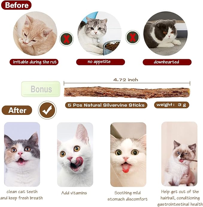 Natural Wood Cat Wand Toy with Ribbon Fish Teaser - Image 3