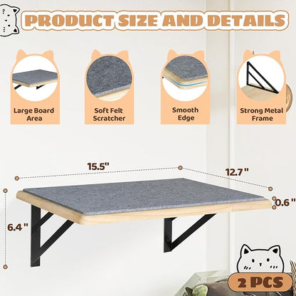 Burlywood Cat Furniture Indoor Set of 2: Wood Shelves - Image 7