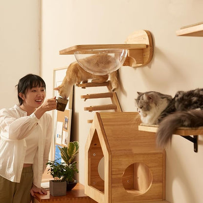 FUKUMARU Cat Climbing Shelf Wall Mounted, Four Step Cat Stairway - Image 5