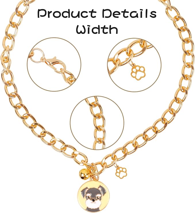 HOWWFALY Dog Collar and Cat Chain Necklace Stainless Steel Adjustable 18K Gold - Image 4
