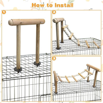 PINVNBY 3PCS Bird Ladder Bridge, Natural Wood Climbing Ladders Flexible Parrot - Image 5