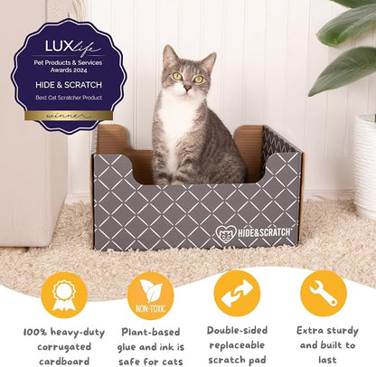 Hide & Scratch Cardboard Cat Scratcher Box & Bed - Image 2