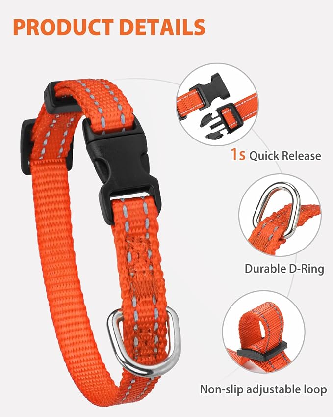 Joytale Small Dog Collar, Reflective and Adjustable Nylon Collar - Image 4