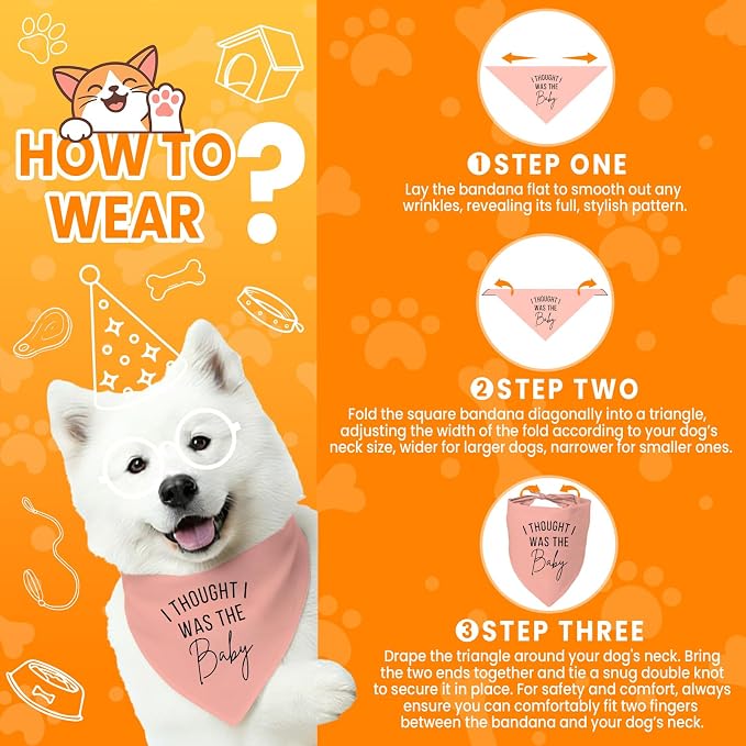 2 Pack Dog Bandanas for Pregnancy Announcement, Cute Adjustable Pet Bandana - Image 4