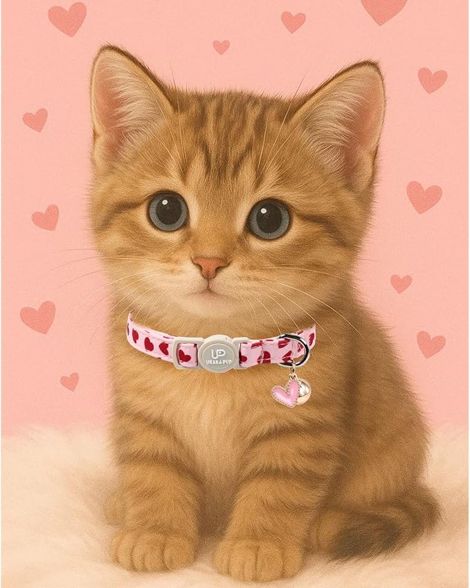 Cat Collar, Sweet Heart Kitten Collars Pink Hearts - Image 5