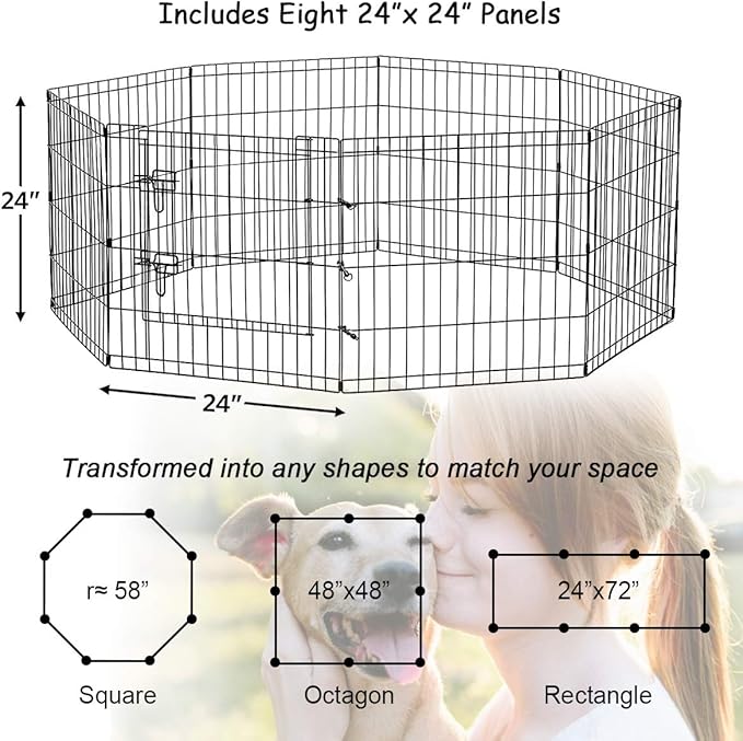 Artmeer Pet Playpen Puppy Playpen Kennels Dog Fence Exercise Pen Gate Fence - Image 7