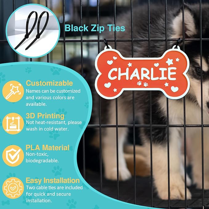 Personalized Dog Crate Sign Custom Dog Kennel Accessories Name Plate Doghouse - Image 3