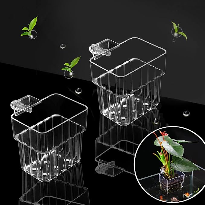2 PCS Aquarium Plant Holder Top Hanging Fish Tank Plant Pot Aquarium Planter by GLEFLE