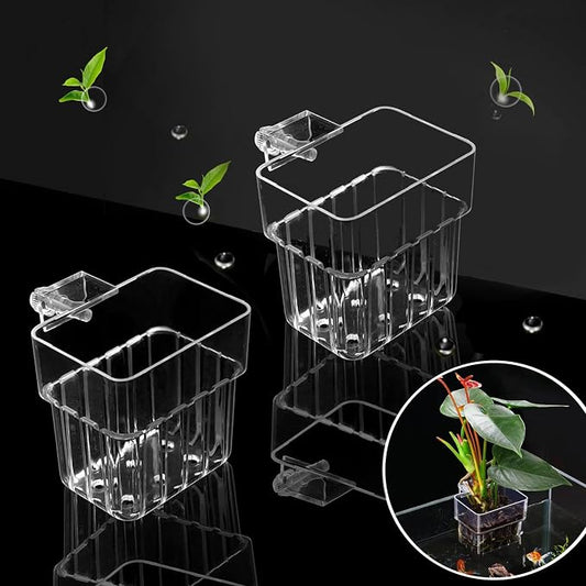 2 PCS Aquarium Plant Holder Top Hanging Fish Tank Plant Pot Aquarium Planter by GLEFLE