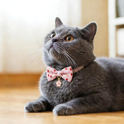 2 Pack Floral Cat Collars with Bow Tie and Bell Adjustable Breakaway Bowtie - Image 5