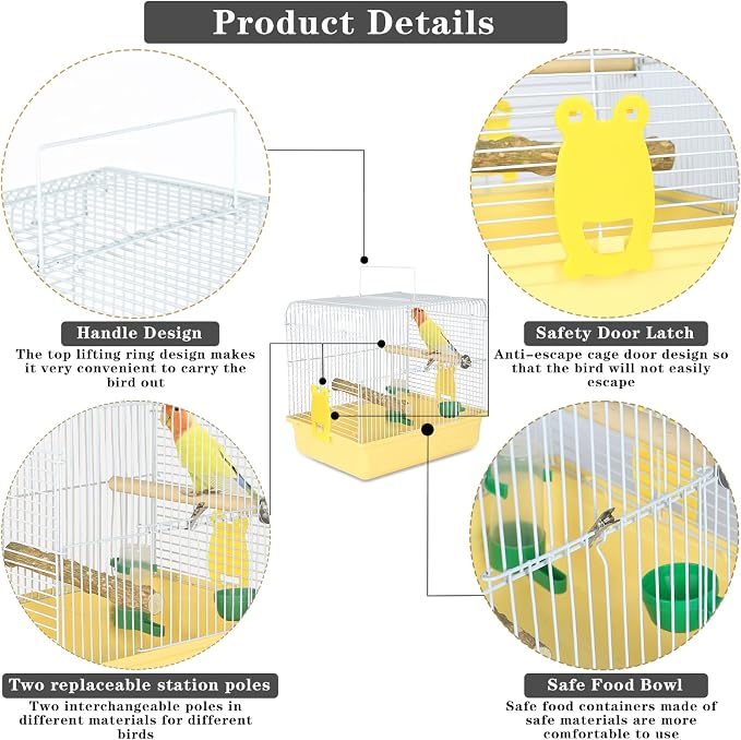 Small Bird Cage, Lightweight for Parakeets, Hanging for Parrot, Travel for - Image 4