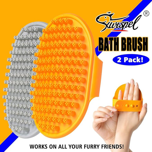 Dog Grooming Brush, Pet Shampoo Bath Brush Shedding Soothing Massage Rubber Comb - Image 2