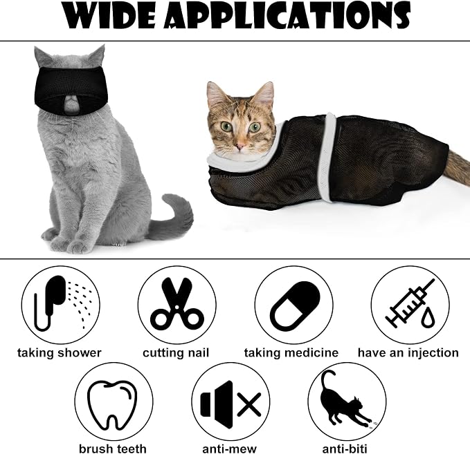 Patelai 5 Pcs Cat Bathing Bag Set Cat Grooming Bag Adjustable Pet Shower Net - Image 4