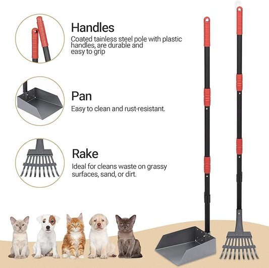 Heeyoo Dog Pooper Scooper, Dog Poop Tray and Rake Set, Pet Waste Removal Scoop - Image 2