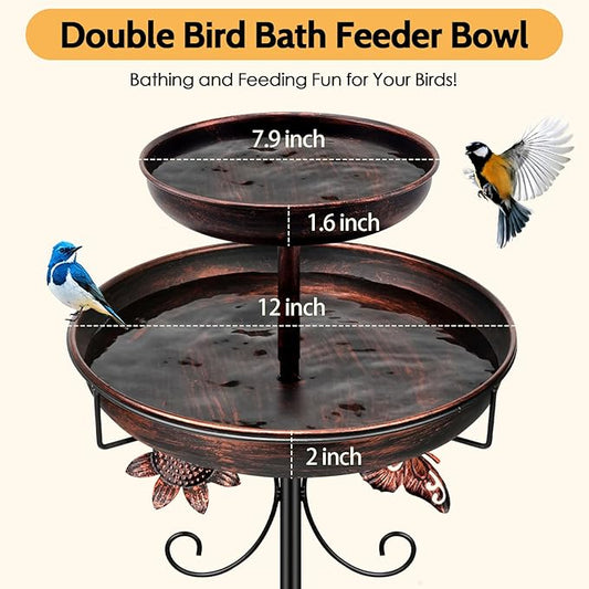 Daoeny Bird Bath for Outside, 42In Vintage Freestanding Birdbaths for Outdoors - Image 2