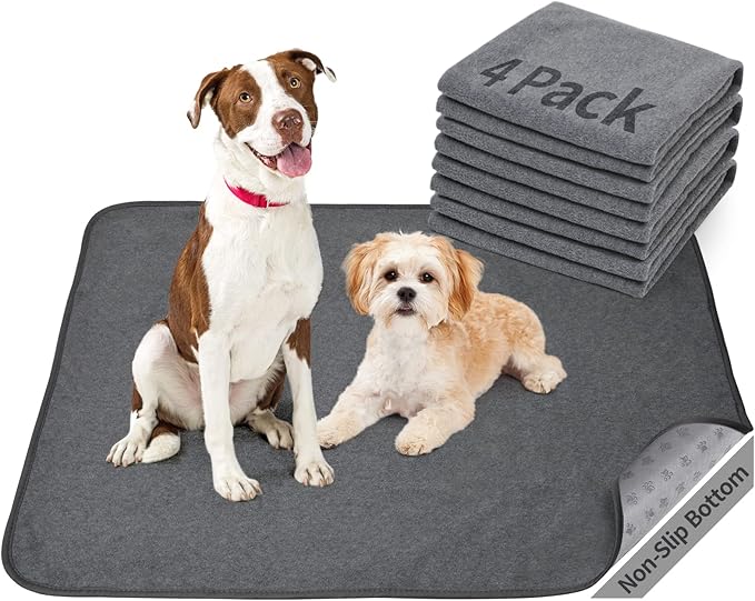 Washable Pee Pads for Dogs, 24x36 4 Pack Reusable Whelping Pads, Absorb Dog by PICKFORLIFE