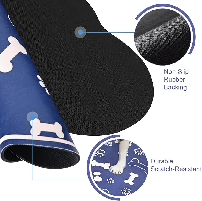 Dog Cat Mat for Food and Water, Rapid Absorbent Pet Feeding Mat, Bone Shaped - Image 3