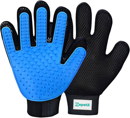 Pet Hair Remover Gloves – Blue, Reusable Grooming Gloves by ZepetZ