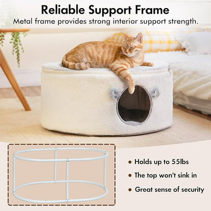 Cat Bed for Indoor Cats, Fluffy Large Enclosed Cat House Cave Pet Bed Hammock - Image 3