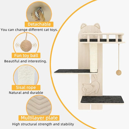 Cat Wall Shelves, 3 Platform Kitten Wall Furniture, DIY - Image 4