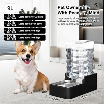 RIZZARI Stainless Steel Pet Water Feeder: 9L Large Gravity Leak-Proof Auto - Image 2