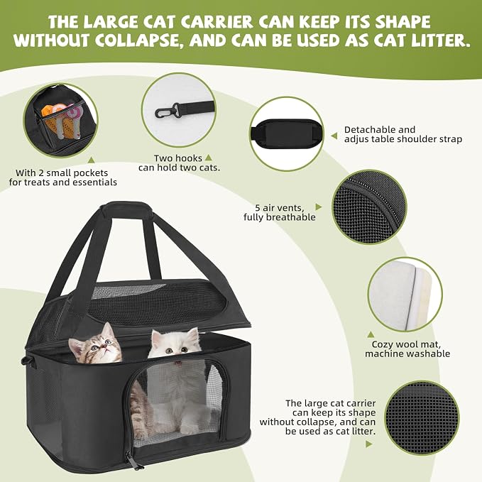 Premium Cat Carrier for Pets Up to 20 Lbs, Cat Travel Bag Soft-Sided Backpack - Image 6