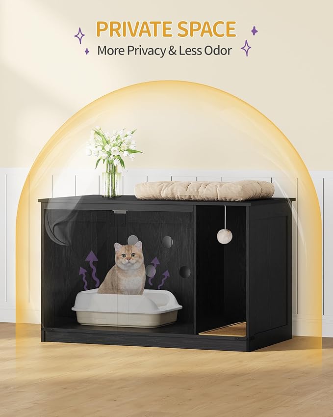 Cat Litter Box Enclosure, Hidden Litter Box Cabinet Furniture - Image 5