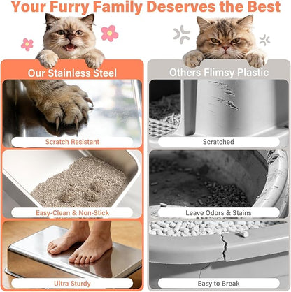 2PACK Stainless Steel Cat Litter Box - Image 2
