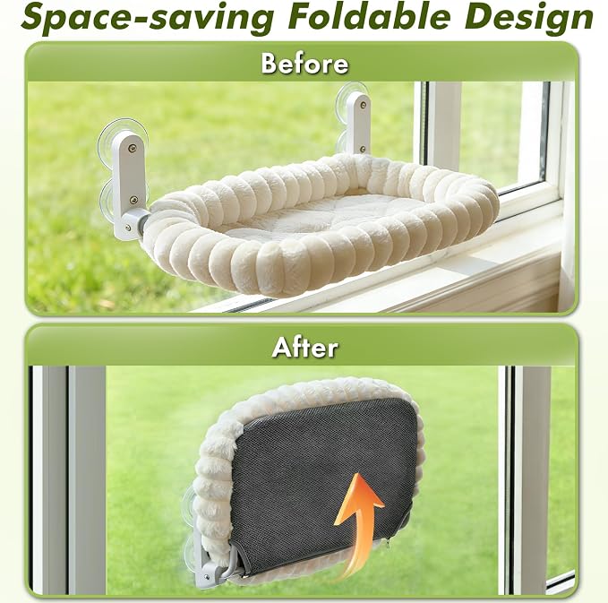 Cat Window Perch with Bolster, Cordless Foldable Cat Window Hammock with Strong - Image 3