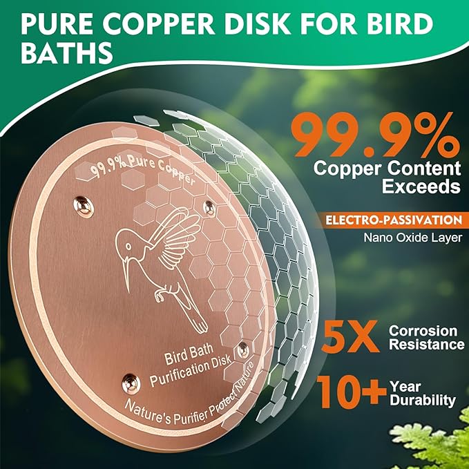 1 Pcs Copper Disc for Bird Bath | 99.99% Pure Copper Plate & Birdbath Disk | - Image 3
