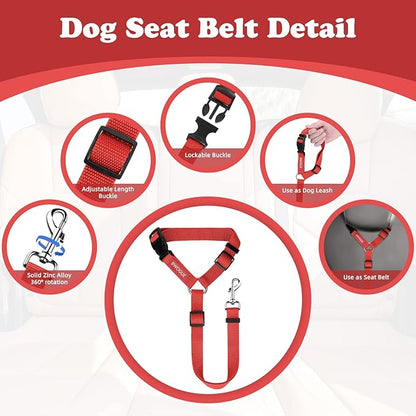BWOGUE Pet Dog Cat Seat Belts, Car Headrest Restraint Adjustable Safety Leads - Image 3