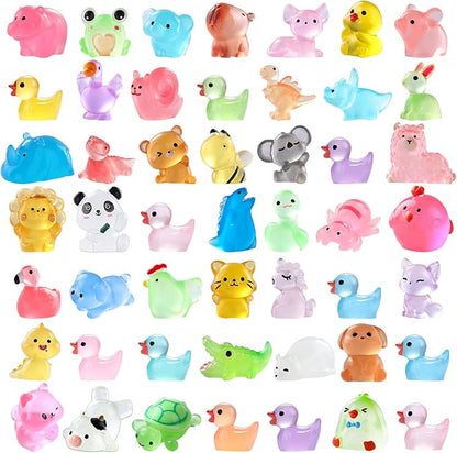 DIYDEC 60PCS Luminous Mini Resin Animals 60 Styles Miniatures Glow in The Dark by DIYDEC