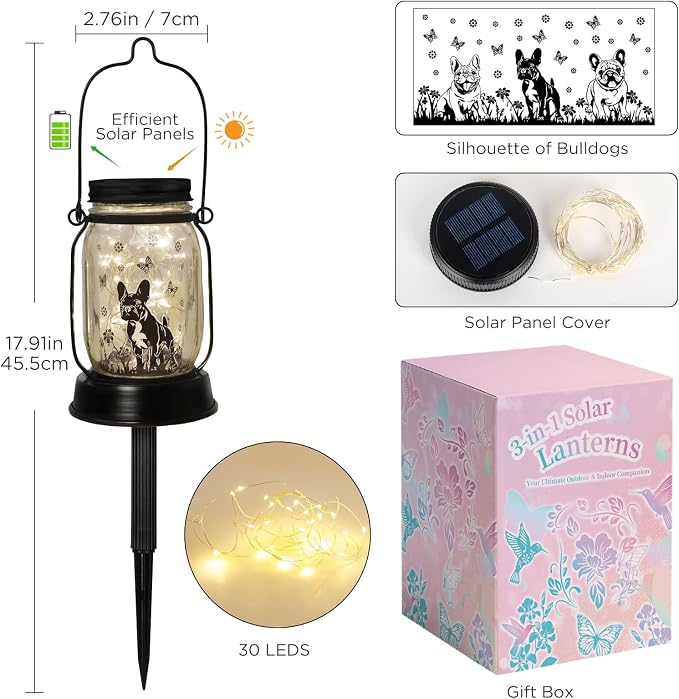 French Bulldog Frenchie Gifts for Women/Men French Bulldog Solar Lanterns Dog - Image 7